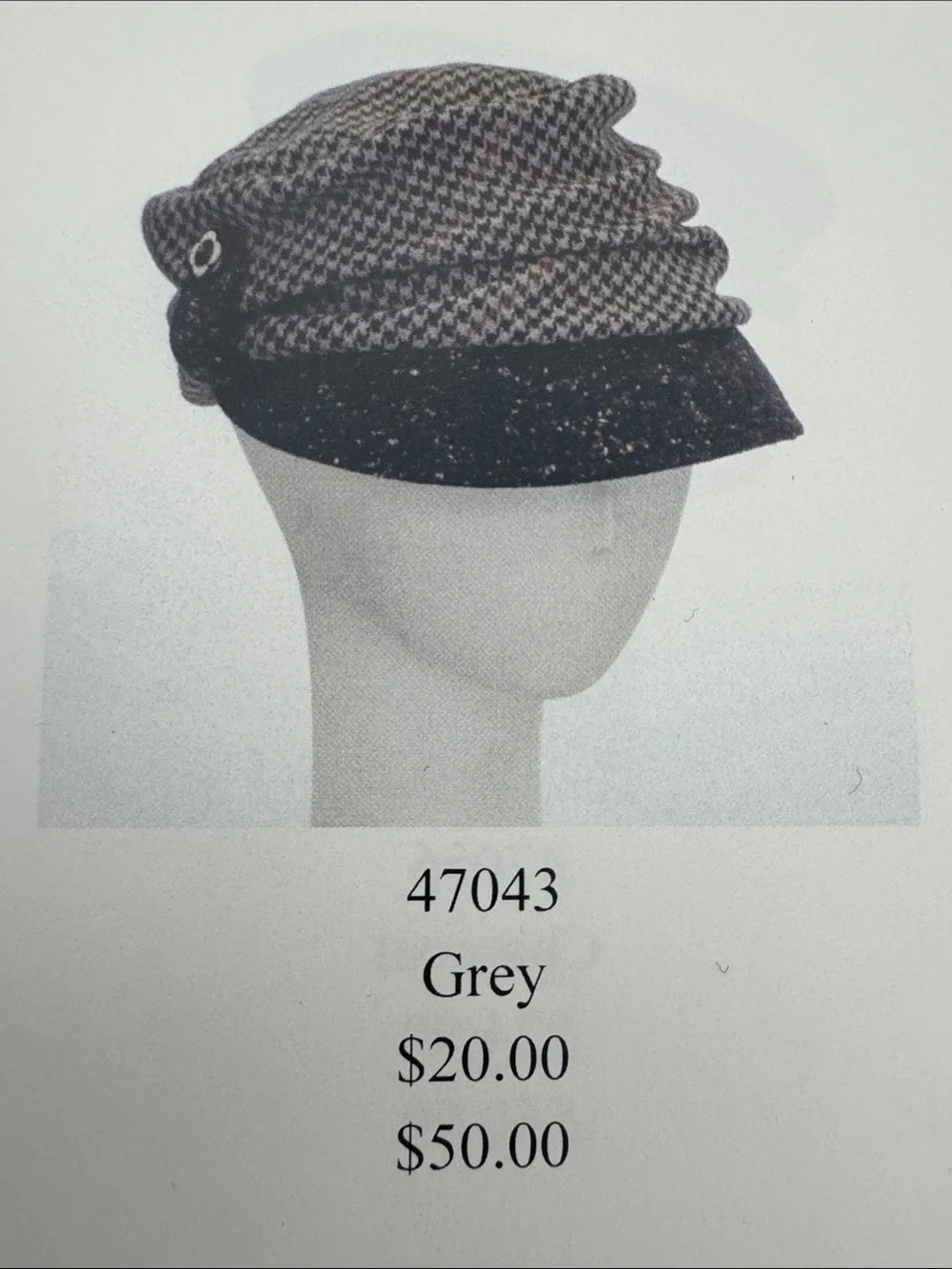 New Giovannio NY Grey Tweed Newsboy Cap  size 7.5 Women's Fashion Hat